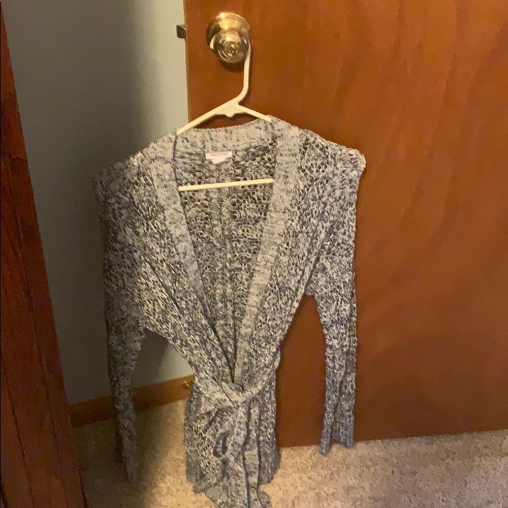 Long sleeve belted open cardigan